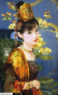 Chica china en oro Pinturas al óleo